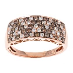 Dyach 14k Rose Gold 3/4ct TDW Brown and White Diamonds Zig-zag Ring