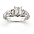 14k White Gold 1 3/8 TDW Emerald-cut Diamond Engagement Ring (K VS2)
