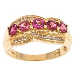 Dyach 14k Yellow Gold Pink Tourmaline and 1/5ct TDW Diamond Ring (G-H, I1-I2)