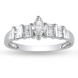 14k White Gold 3/8ct TDW Diamond Engagement Ring (G-H, I1-I2)