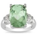 Sterling Silver Green Amethyst and White Topaz Ring