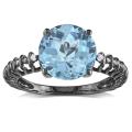 Silver Blue Topaz and Diamond Accent Ring