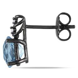 Silver Blue Topaz and Diamond Accent Earrings (G-H, I3)