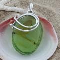 Sterling Silver Green Baltic Amber Freeform Vine Pendant (Lithuania)