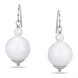 Sterling Silver White Agate Dangle Earrings