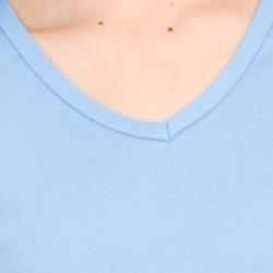 American Apparel Women's Small Baby Blue Cotton Ribbed V-neck Long-sleeve Tee