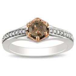 14k Two-Tone Gold 1/2ct TDW Brown and White Diamond Ring (H-I, I1-I2)