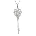 14k White Gold 1/2ct TDW Diamond Key Necklace (G-H, SI1-SI2)