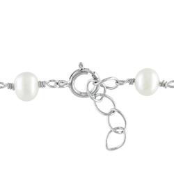 Sterling Silver Pink Tourmaline and FW White Pearl Necklace (4-9 mm)