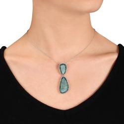 Sterling Silver 20 1/5ct TGW Moss Aquamarine Fashion Necklace