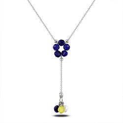 Sterling Silver 4ct TGW Multi-gemstones and FW Pearl Necklace