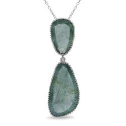 Sterling Silver 20 1/5ct TGW Moss Aquamarine Fashion Necklace