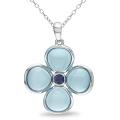 Silver 7 5/8ct TGW Sapphire and Blue Chalcedony Necklace