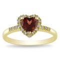 10k Yellow Gold Garnet and 1/10ct TDW Diamond Ring (G-H, I2-I3)