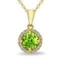 10k Yellow Gold Peridot and 1/10ct TDW Diamond Necklace (G-H, I2-I3)