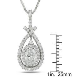 18K White Gold 1 5/8 ct TDW Certified Diamond Pendant (E-F, SI1) (GIA)