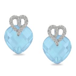 10k White Gold Blue Topaz and Diamond Accent Earrings (G-H, I2-I3)