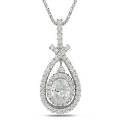 18K White Gold 1 5/8 ct TDW Certified Diamond Pendant (E-F, SI1) (GIA)