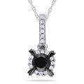 10k White Gold 1/2ct TDW Black and White Diamond Necklace (G-H, I2-I3)