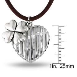 White Brass Cord Hanging Flower Charm Heart Necklace