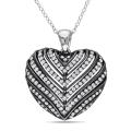 Sterling Silver 1 ct TDW Diamond Heart Pendant (H-I, I3)