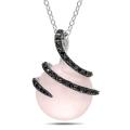 Silver Pink Opal and Diamond Accent Necklace