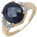 Malaika 14k Gold over Silver Diffused Sapphire and White Topaz Ring
