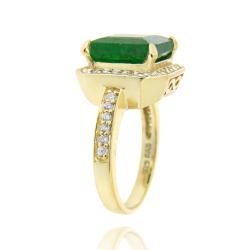 Glitzy Rocks Gold over Silver Lab-created Emerald and Cubic Zirconia Ring