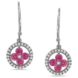 Miadora 14k White Gold 1ct TDW Pink and White Diamond Earrings (G-H,I1)