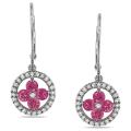 Miadora 14k White Gold 1ct TDW Pink and White Diamond Earrings (G-H,I1)