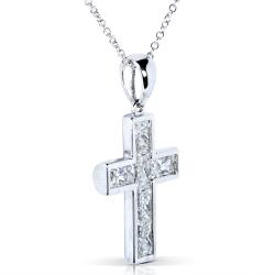 14k White Gold 1 1/5 ct TDW Diamond Cross Necklace (G-H, VS1-VS2)