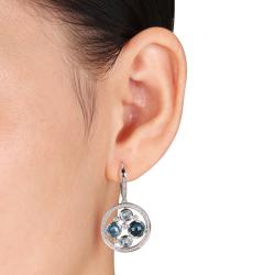 14k White Gold 3 5/8 ct TGW Multi Topaz 3/4 ct TDW Earrings (G-H, SI1)