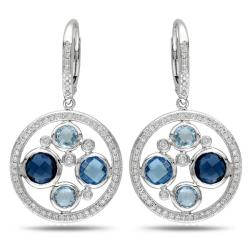 14k White Gold 3 5/8 ct TGW Multi Topaz 3/4 ct TDW Earrings (G-H, SI1)
