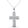 14k White Gold 1 1/5 ct TDW Diamond Cross Necklace (G-H, VS1-VS2)