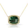 14k Gold Green Tourmaline and 1/4ct TDW Diamond Necklace (H-I, I1-I2)