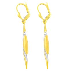 14k Two-tone Gold Leaf Dangle Earrings