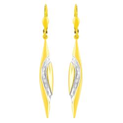 14k Two-tone Gold Leaf Dangle Earrings
