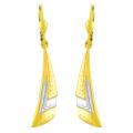 14k Two-tone Gold Polished/ Diamond-cut Dangle Earrings