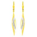 14k Two-tone Gold Leaf Dangle Earrings