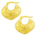 14k Yellow Gold Puffed Heart Hoop Earrings