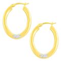 14k Two-tone Gold Oval Hoop Earrings