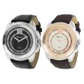 Geneva Platinum Men's Brushed Finish Large Face Strap Watch
