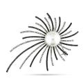 18k White Gold 2ct Black and White Diamond and Pearl Brooch (12-13 mm)(G-H, SI1-2)