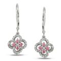 Miadora 10k White Gold 1/2ct Pink and White Diamond Earrings (G-H, I2)
