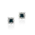 Sterling Silver 1/8ct TDW Blue Diamond Crown Stud Earrings