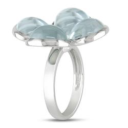14K White Gold Blue Topaz and Iolite Flower Ring