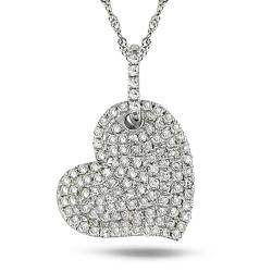 14k White Gold 1/2ct TDW Diamond Heart Necklace (G-H, I1-I2)