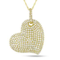 14k Yellow Gold 2 1/4ct TDW Diamond Heart Necklace (G-H, SI1-SI2)