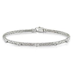 14k White Gold 1/10ct TDW Diamond Flexible Bangle Bracelet (G-H, SI2)