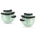 Sterling Silver Milky Aquamarine and 1/10ct Black Diamond Earrings